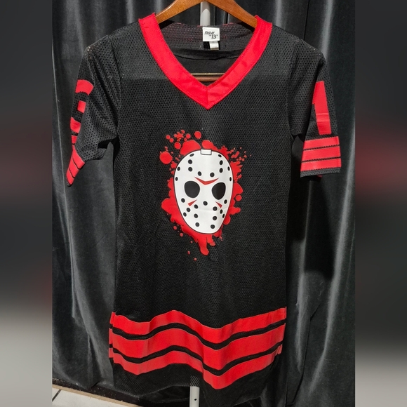 Friday The 13Th Dresses & Skirts - Black and Red Hockey Mask Graphic Shirt
